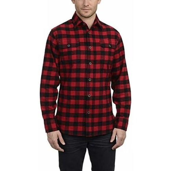 Jachs Rugged Classic Brawny Buffalo Plaid Flannel Shirt - sz Large Tall - Picture 1 of 6